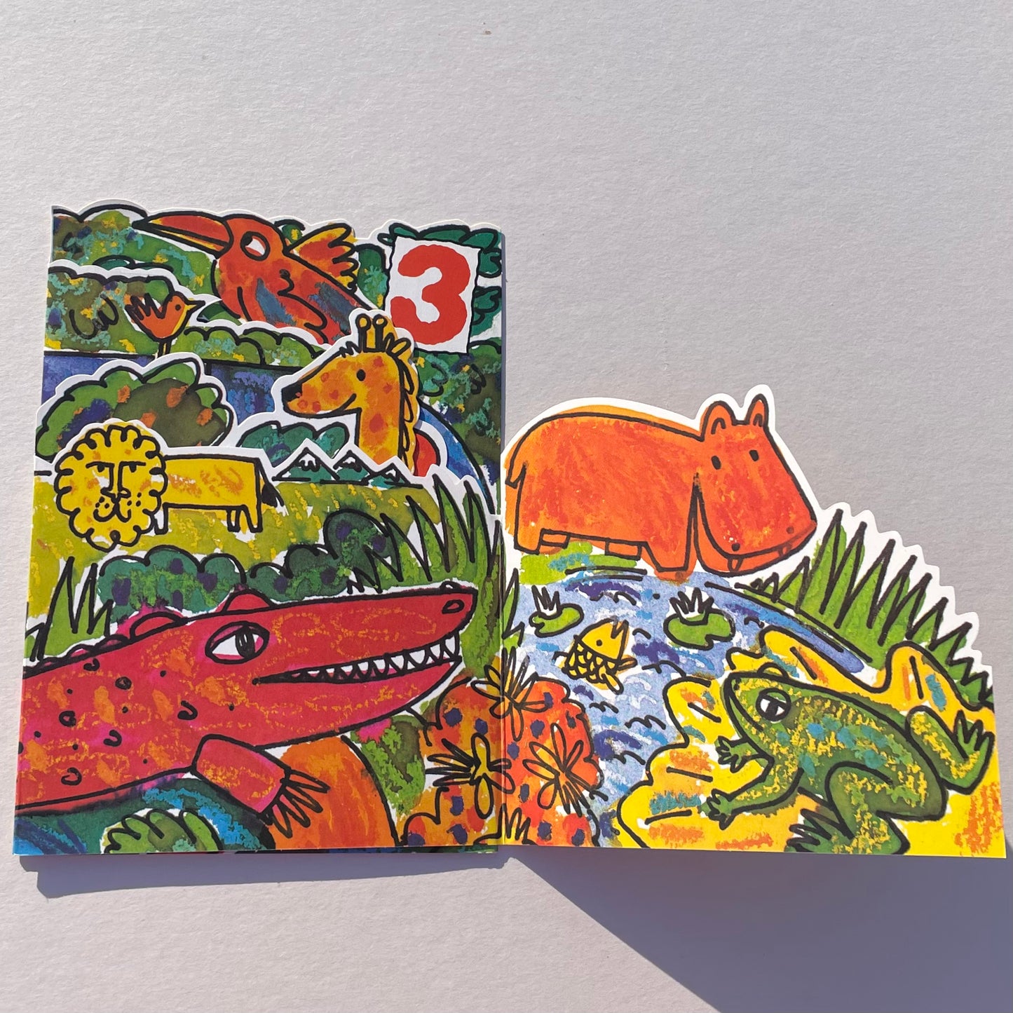 '3' Zoo Wildlife Birthday Card