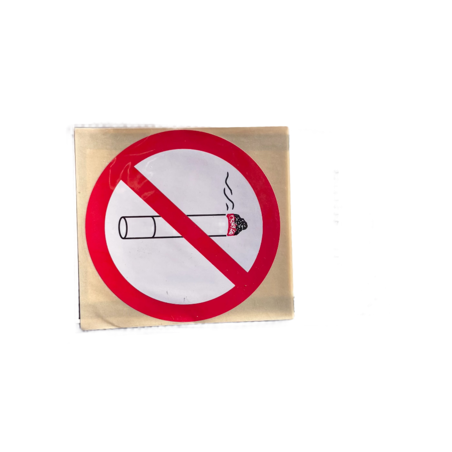 A pack of three vintage no smoking stickers with a red and white colour scheme, packaged in a clear plastic sleeve.
