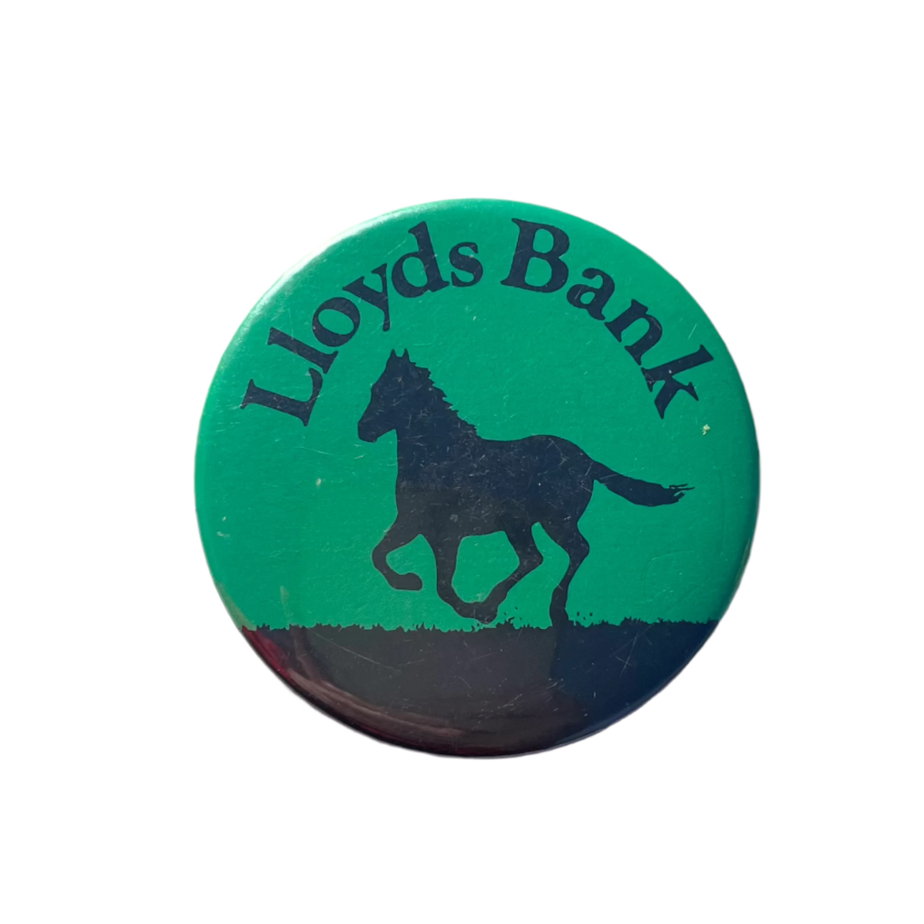 A round green badge with the text 'Lloyds Bank' and a silhouette of a horse on it.